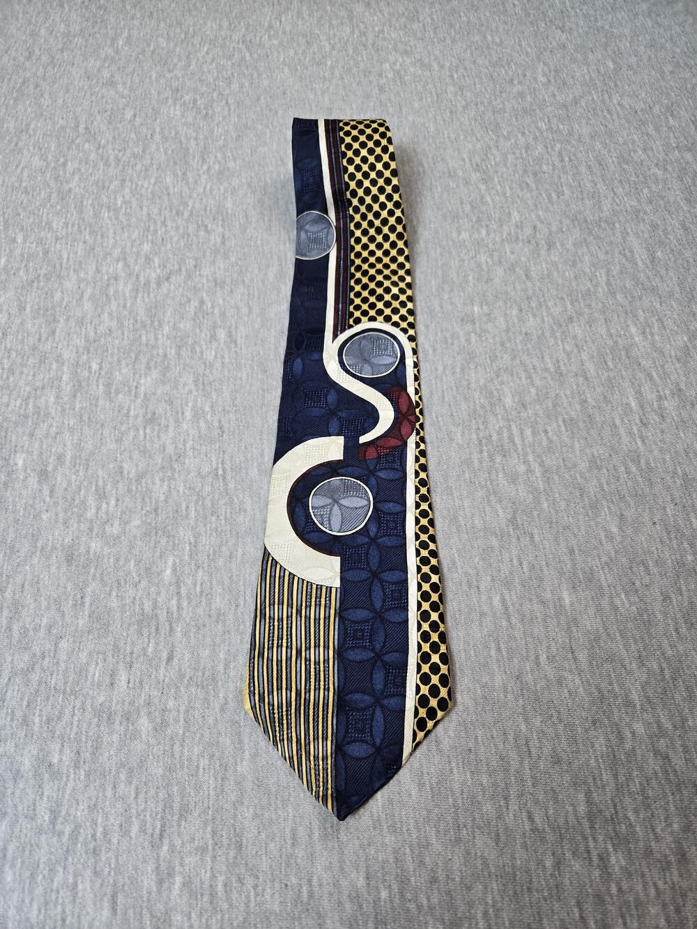 Geoffrey Beene Tie Mens One Size Blue Geometric 100% Silk Necktie Classic Width
